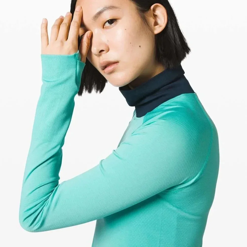 Lululemon run swiftly tech break new  ground turtleneck long‎ sleeve top 2 rare - Picture 2 of 12